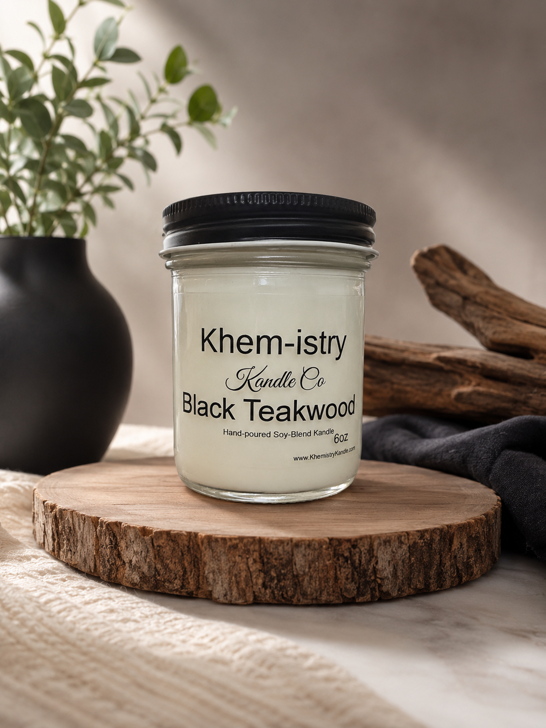 Black Teakwood Candle